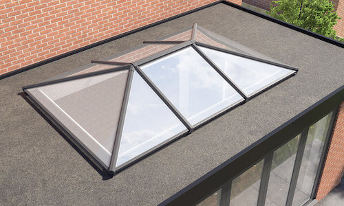 flat roof extension with roof lantern