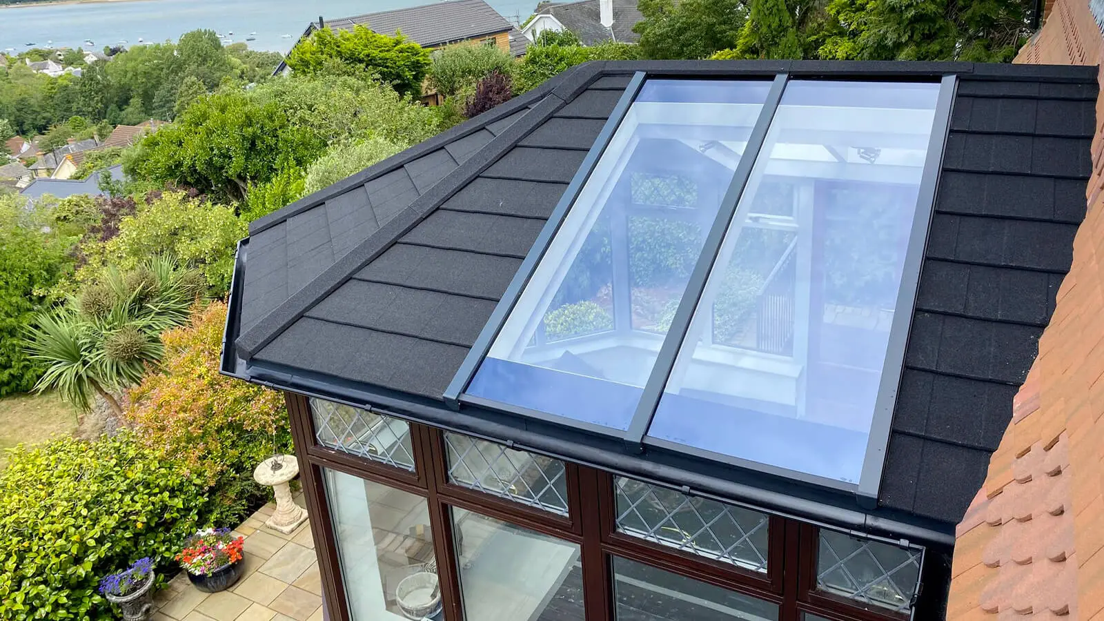 Tiled roof conservatory with rooflights